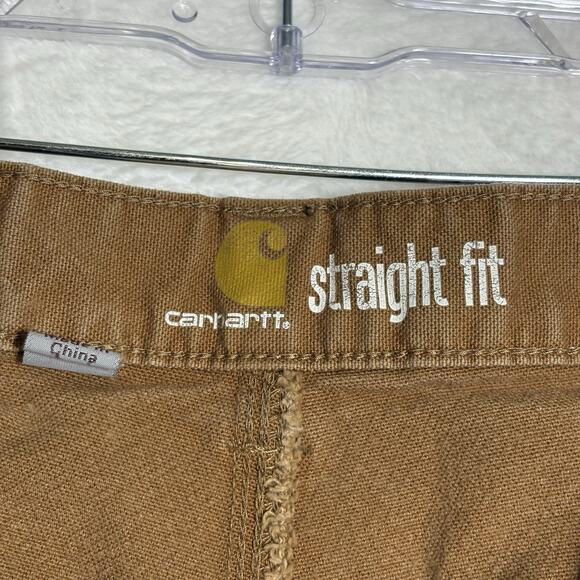 Carhartt Straight Fit Double Knee Dungaree Pants Mens 38x32 Brown 103340 READ - Picture 7 of 16